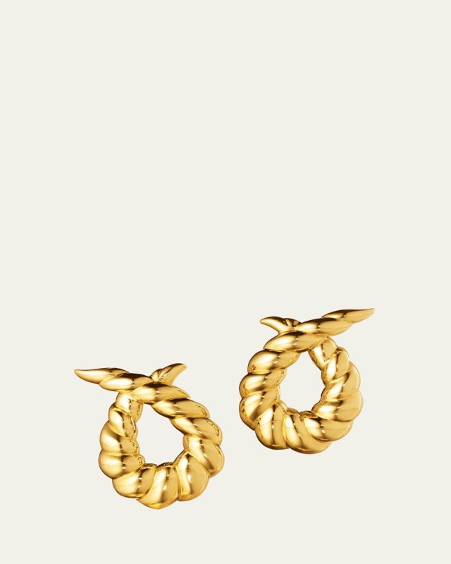 18K Yellow Gold Twisted Horn Clip-On Earrings